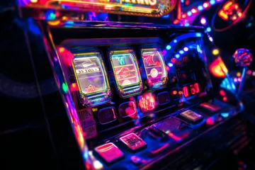 A man celebrating a winning moment on his laptop while gaming symbols float around him, capturing the excitement of JLPLUS games.